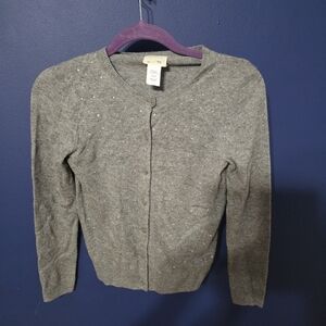 CREWCUTS Girls Gray Wool Blend Rhinestone Long Sleeve Cardigan size 14